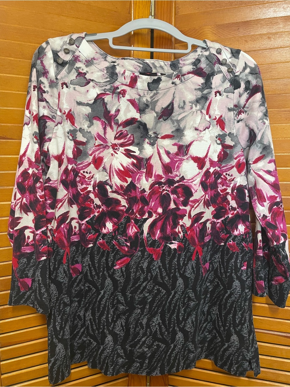 Rafaella Fuchsia Floral Ombre Long Sleeve Tunic